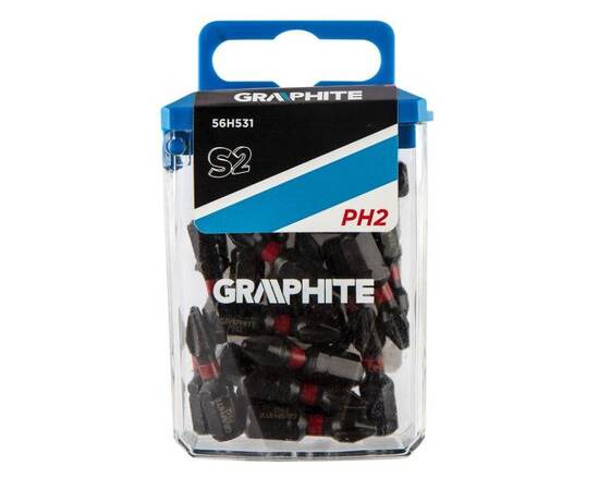 Varfuri, biti, de impact, ph2, 1/4", set 20 buc, ph2x25 mm, graphite