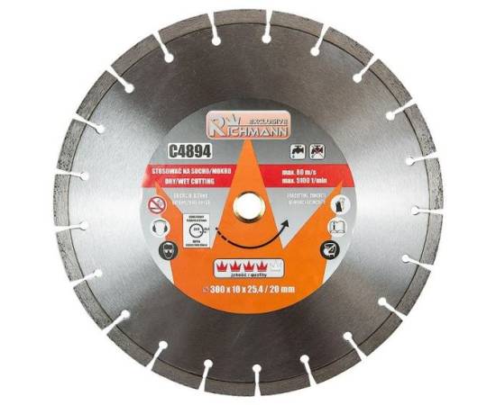 Disc diamantat segmentat, beton, taiere umeda si uscata, 300 mm/25.4 mm, richmann exclusive