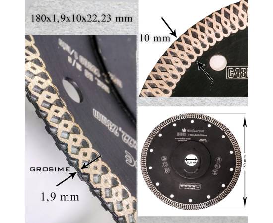 Disc diamantat turbo subtire, placi ceramice, taiere umeda si uscata, 180 mm/22.23 mm, richmann exclusive, 3 image