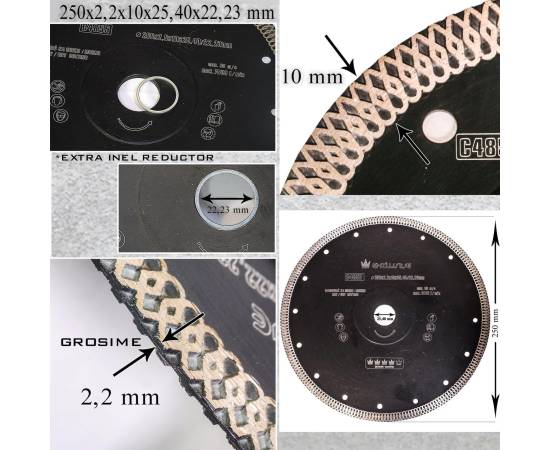 Disc diamantat turbo subtire, placi ceramice, taiere umeda si uscata, 250 mm/25.4 mm, richmann exclusive, 3 image