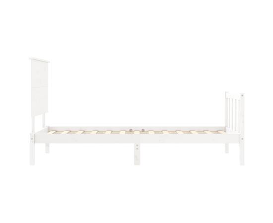 Cadru de pat cu tăblie 3ft, single, alb, lemn masiv, 7 image