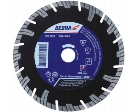 Disc diamantat segmentat, beton armat, taiere umeda si uscata, 230/25.4 mm, dedra