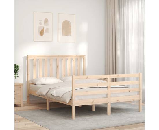 Cadru de pat cu tăblie, 120x200 cm, lemn masiv, 3 image