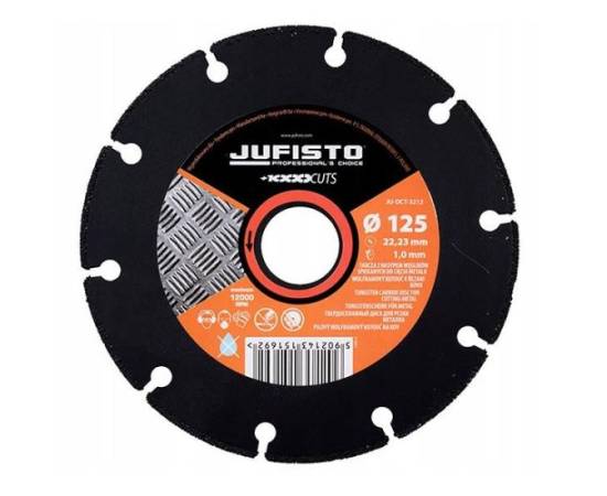 Disc diamantat segmentat, metal, taiere uscata, 125 mm/22.23 mm, jufisto