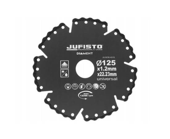 Disc diamantat segmentat, universal, taiere umeda si uscata, 125 mm/1.2 mm, jufisto