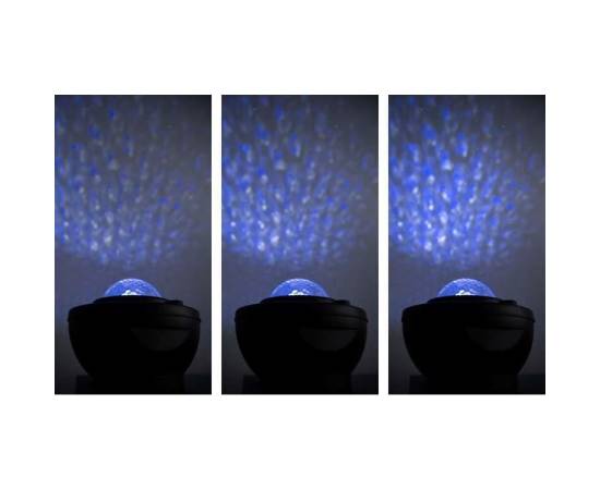 Lampa de noptiera cu proiector, muzicala, led, telecomanda, bluetooth, incarcare usb, negru, 17x13 cm, isotrade, 6 image