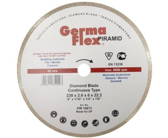 Disc diamantat, placi ceramice, taiere umeda, 115 mm/22.2 mm