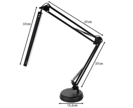 Lampa de birou 2 in 1, cu prindere masa, brat flexibil, 3 culori lumina, 10 niveluri, usb, negru, 3x37 cm, izoxis, 7 image
