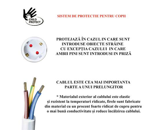 Prelungitor electric cu intrerupator, impamantare si protectie copii, 5 prize, cablu 5m, 5 image