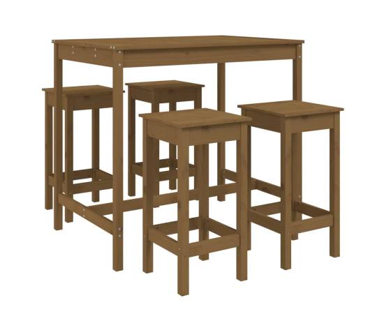 Set mobilier bar de grădină, 5 piese, maro miere lemn masiv pin, 2 image
