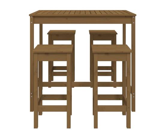 Set mobilier bar de grădină, 5 piese, maro miere lemn masiv pin, 4 image