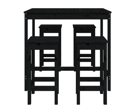 Set mobilier bar de grădină, 5 piese, negru, lemn masiv de pin, 4 image