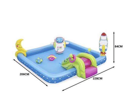 Piscina gonflabila pentru copii, de joaca, cu tobogan, 228x206x84 cm, bestway little astronaut, 10 image