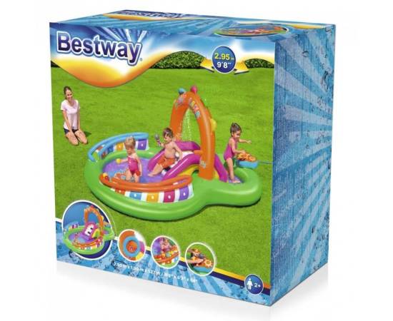 Piscina gonflabila pentru copii, de joaca, cu tobogan, 295x190x137 cm, bestway sing 'n splash, 3 image