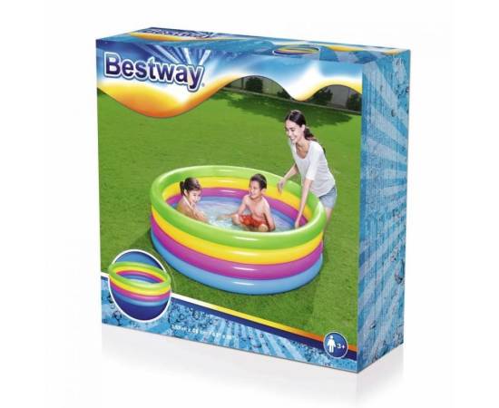 Piscina gonflabila pentru copii, rotunda, curcubeu, 157x46 cm, bestway rainbow, 2 image