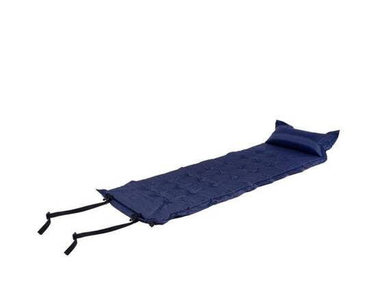 Saltea camping auto-gonflabila, matlasata, poliester si spuma pu, albastru, 193x68 cm, springos