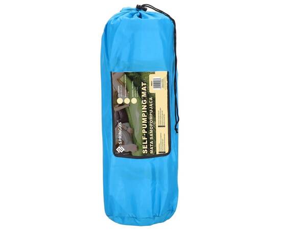 Saltea camping auto-gonflabila, poliester si spuma pu, albastru, 180x50 cm, springos, 26 image
