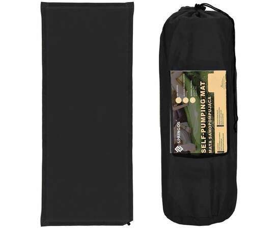 Saltea camping auto-gonflabila, poliester si spuma pu, negru, 180x50 cm, springos, 8 image