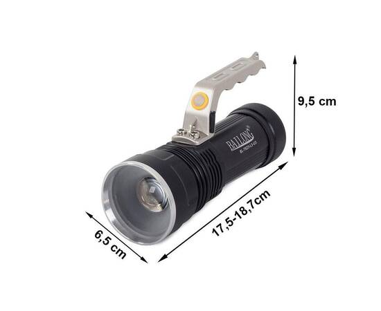 Lanterna aluminiu, cu acumulator, camping, tactica, bailong, led cree xm-l t6, zoom, usb, reglabila, ipx4, 400 m, 6.5x17.5-18.7 cm, 8 image