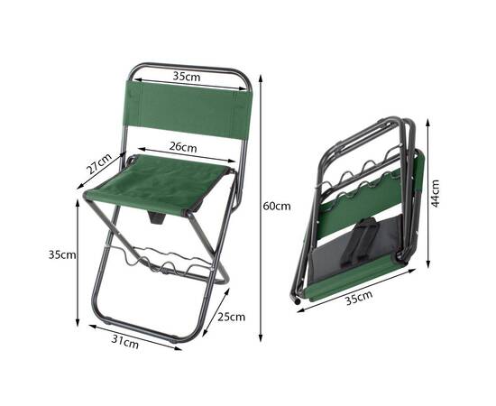 Scaun pliabil pentru pescuit, verk group, cu suport undita, verde, 35x27x60 cm, 2 image