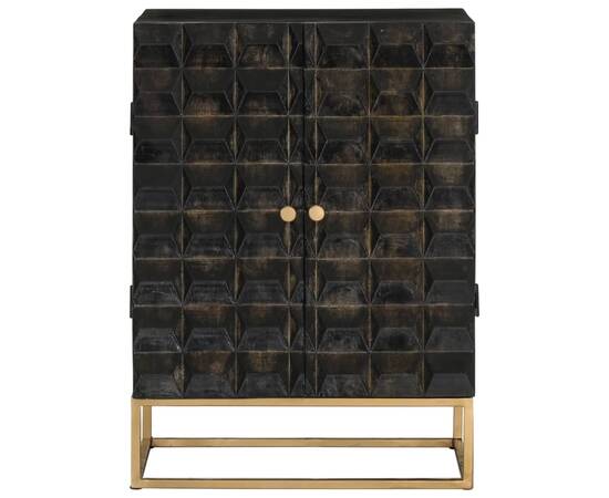 Servantă, negru, 55x34x75 cm, lemn masiv de mango și fier, 2 image