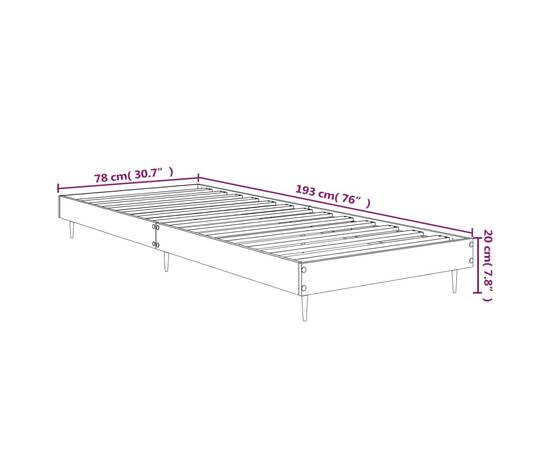 Cadru de pat, gri beton, 75x190 cm, lemn prelucrat, 9 image