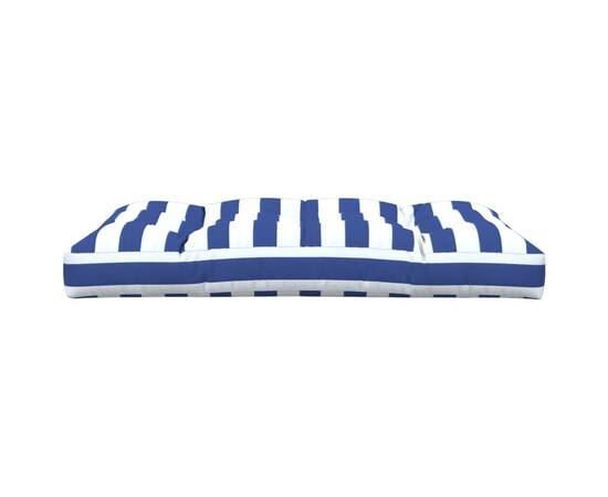 Pernă de paleți, dungi albastru/alb, 120x80x12 cm, textil, 5 image