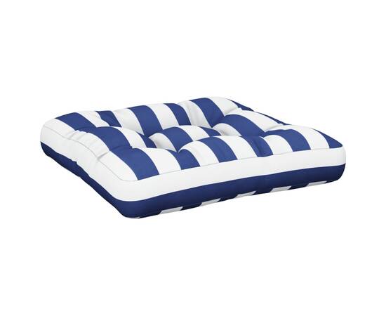 Pernă de paleți, dungi albastru/alb, 50x50x12 cm, textil, 4 image