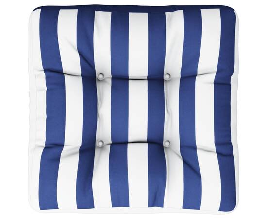 Pernă de paleți, dungi albastru/alb, 50x50x12 cm, textil, 2 image