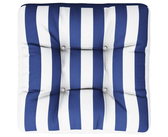 Pernă de paleți, dungi albastru/alb, 60x60x12 cm, textil, 2 image
