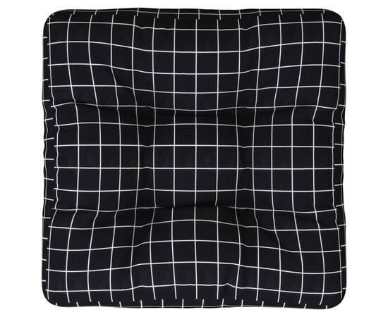 Pernă de paleți, negru, carouri, 50x50x12 cm, textil, 2 image