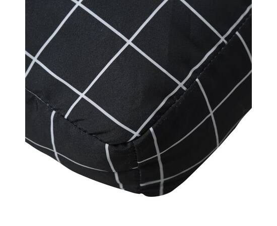Pernă de paleți, negru, carouri, 60x60x12 cm, textil, 7 image