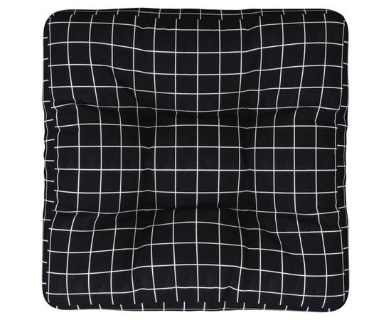 Pernă de paleți, negru, carouri, 60x60x12 cm, textil, 2 image