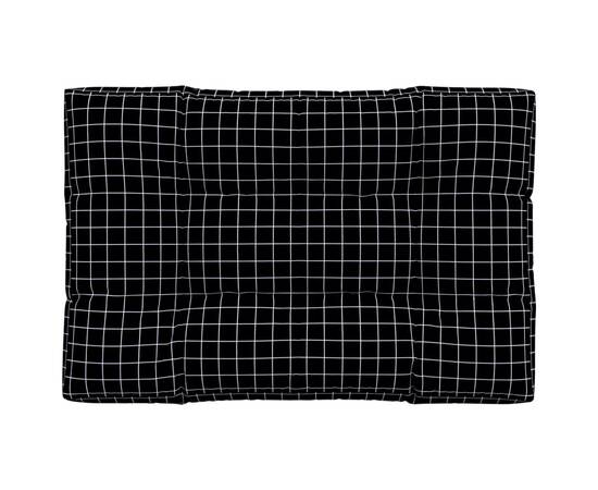 Pernă de paleți, negru carouri, 120x80x12 cm, textil, 2 image