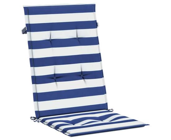 Perne de scaun spătar înalt, 6 buc. dungi albastre&albe, textil, 4 image
