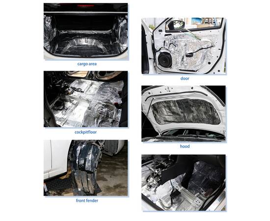 Material insonorizant auto cu strat din aluminiu, dimensiune 100cm x 100 cm x 6mm, 9 image