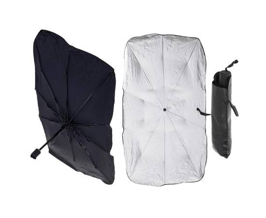 Parasolar Auto tip umbrela pentru parbriz, dimensiune 65 x 110 cm, culoare neagra, 2 image