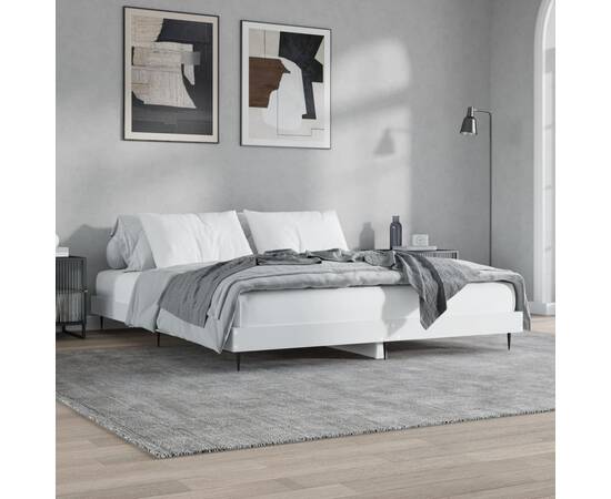 Cadru de pat, alb, 120x200 cm, lemn prelucrat, 4 image