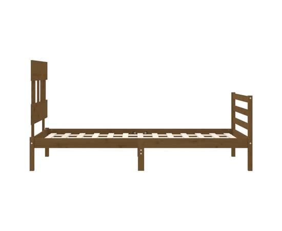 Cadru de pat cu tăblie, maro miere, 90x200 cm, lemn masiv, 7 image