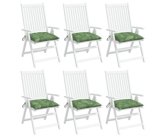 Perne de scaun, 6 buc., 50x50x7 cm, textil, model frunze, 3 image
