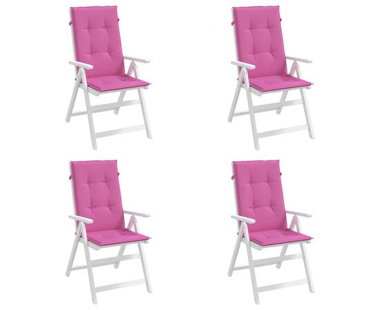 Perne de scaun spătar înalt, 4 buc., roz, textil, 3 image