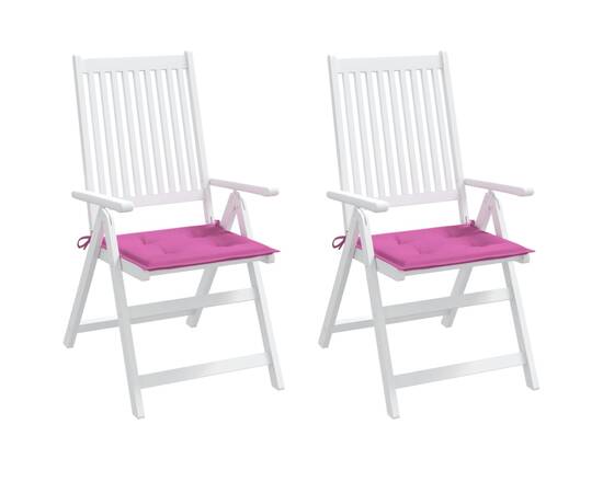 Perne scaun grădină, roz, 2 buc., 50x50x3 cm, textil, 3 image