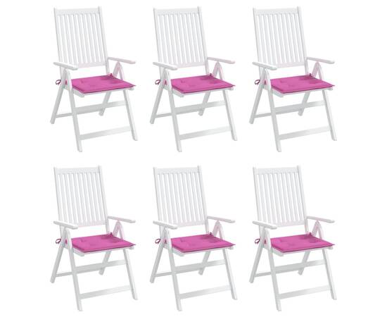 Perne scaun grădină, roz, 6 buc., 50x50x3 cm, textil, 3 image