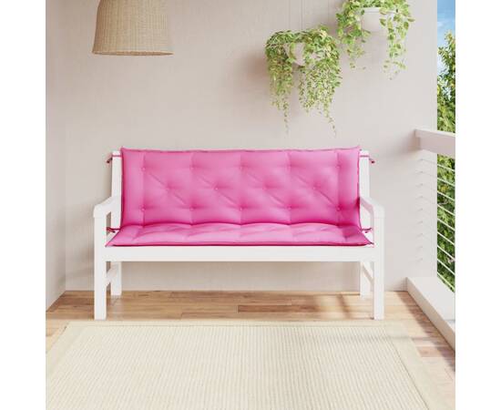 Perne bancă de grădină, 2 buc., roz, 150x50x7 cm, textil