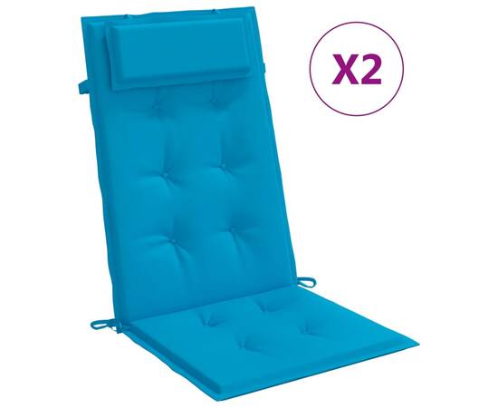 Perne de scaun cu spătar înalt, 2 buc, bleu, țesătură oxford, 2 image