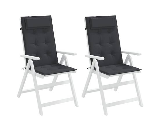 Perne de scaun cu spătar înalt, 2 buc, negru, țesătură oxford, 4 image