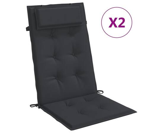 Perne de scaun cu spătar înalt, 2 buc, negru, țesătură oxford, 2 image