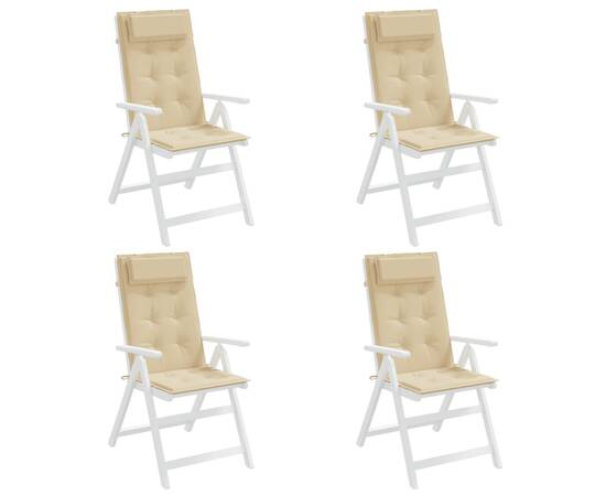 Perne de scaun cu spătar înalt 4 buc, bej, țesătură oxford, 4 image