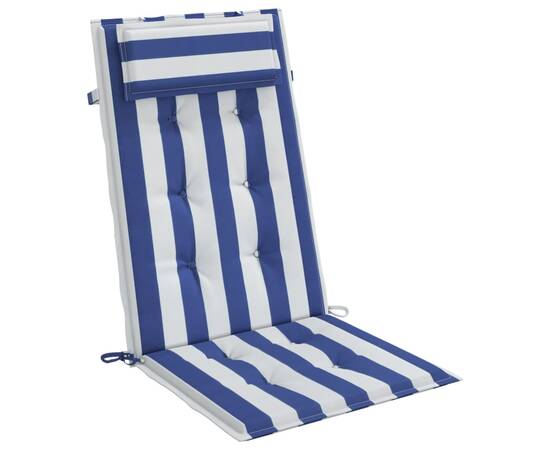 Perne de scaun spătar înalt, 4 buc. dungi albastre&albe, textil, 3 image