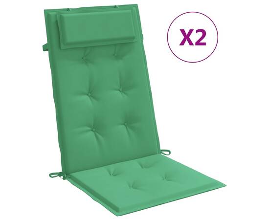 Perne scaun cu spătar înalt, 2 buc, verde, țesătură oxford, 2 image